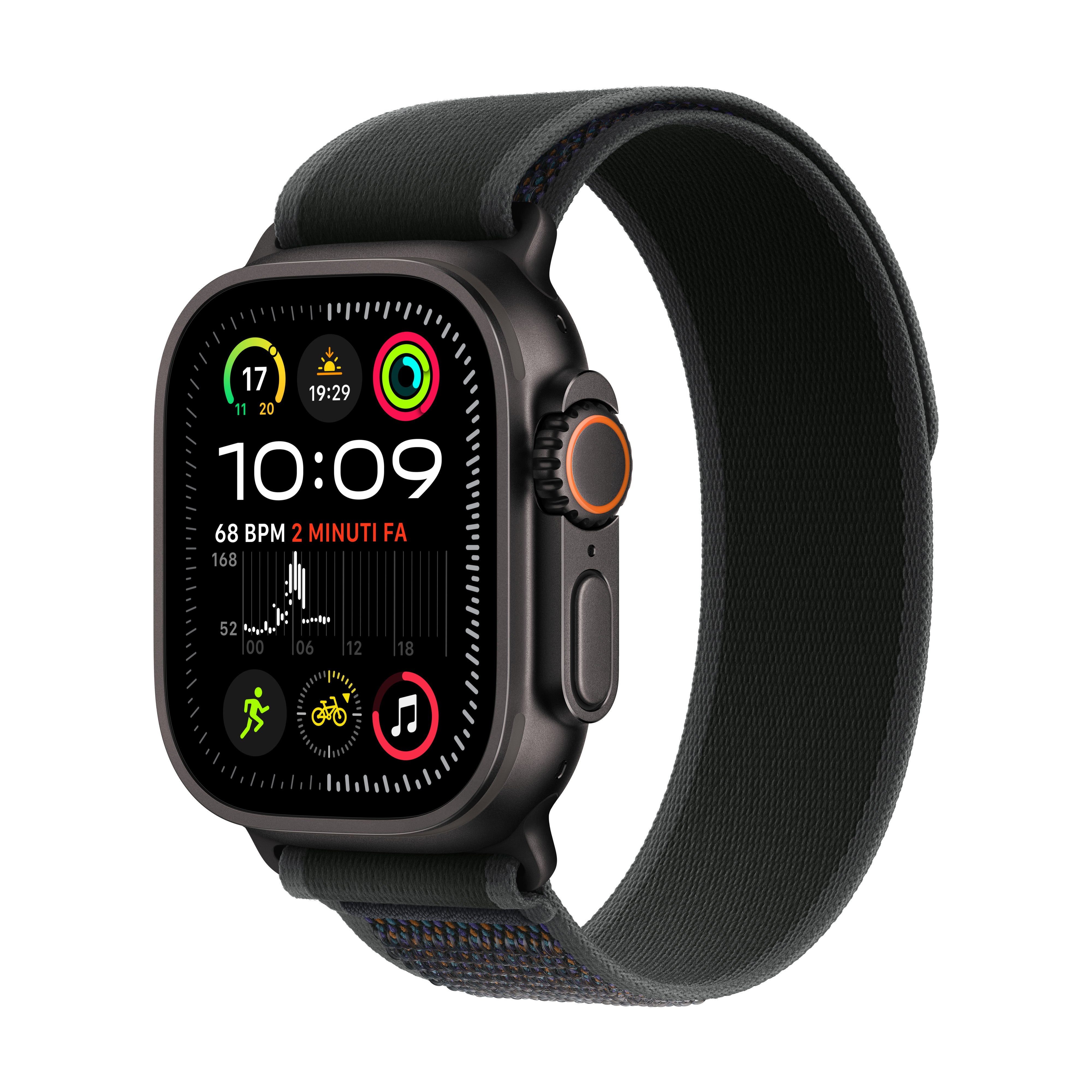 Apple Watch Ultra 2 LTE – 49 mm, OLED, Saphirglas, Titan Schwarz, Trail Loop S/M, 10 ATM