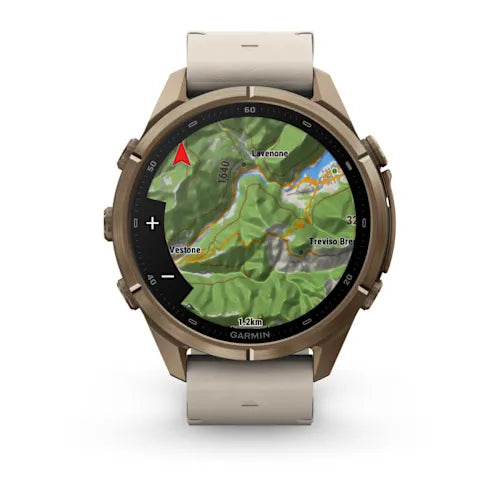 Garmin fēnix 9 Pro 43 mm GPS + Cellular – Titan Gold, Cremefarben, 100 m, für Android, iPhone