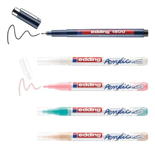 Edding Kreativset Acrylic Marker Manga – 1 Faserzeichner, 4 Acrylic Marker