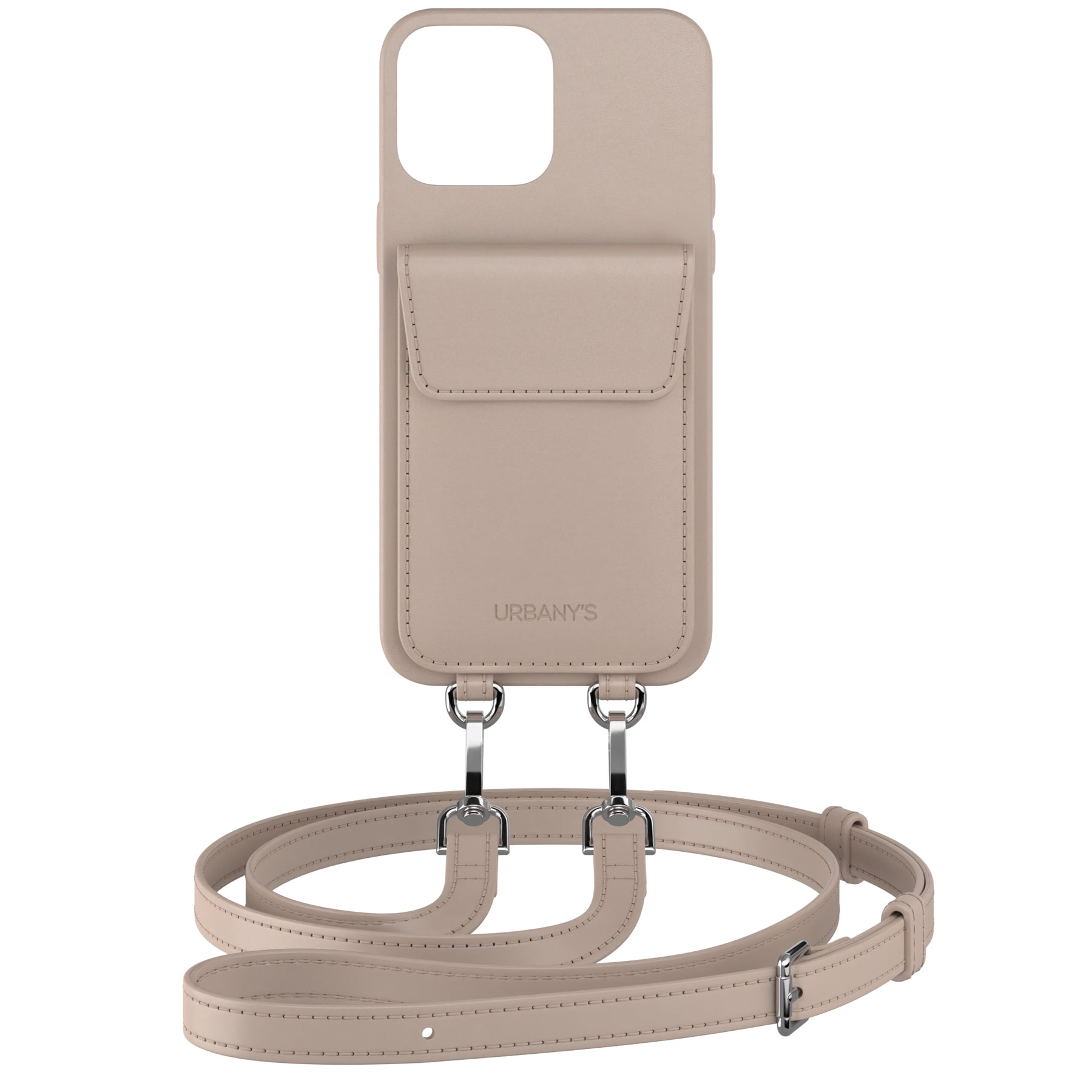 Urbany's Necklace-Hülle – für Apple iPhone 15 – beige – Kunstleder, mit Kartenfach