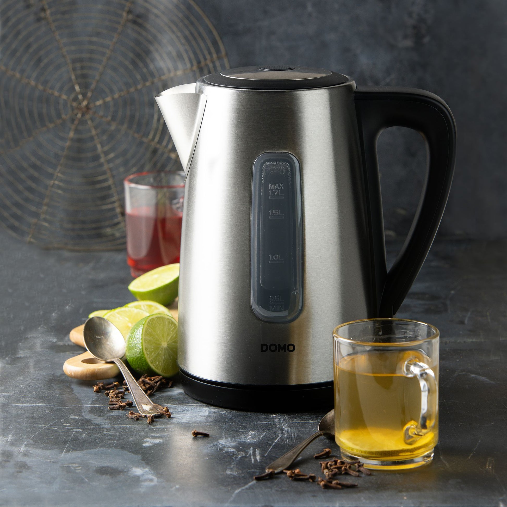 Domo Wasserkocher – 1,7 l, Edelstahl, Anthrazit, DO9268WK