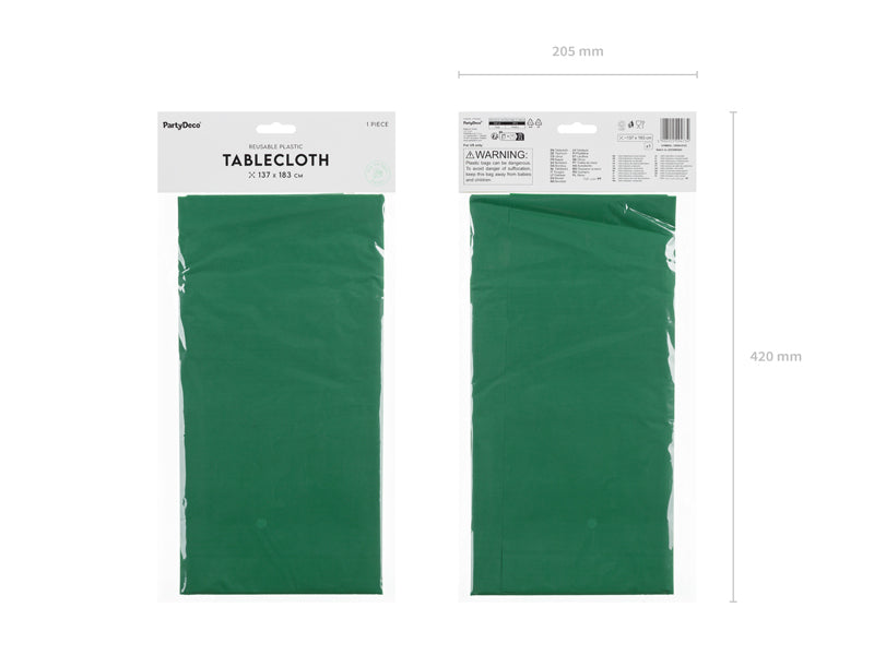 PartyDeco Tischdecke – 137×183 cm, Polyethylen (PE), Dunkelgrün, Geburtstag