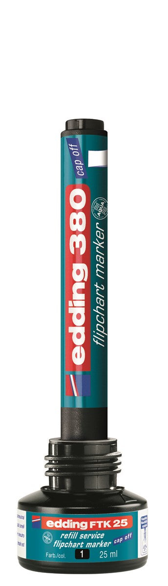 Edding FTK 25 Whiteboard-Marker Nachfülltinte – Schwarz, 25 ml, für edding e-380, e-383, EcoLine e-31 und andere