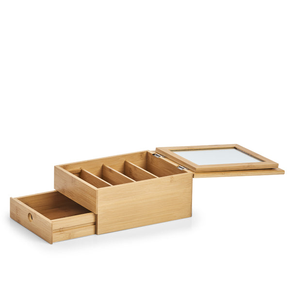 Zeller Present Aufbewahrungsbox 18872 – Bambus/Glas, 25×19×11,2 cm, Braun
