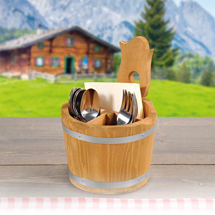 Kesper Besteckhalter 14 × 14 × 20 cm, Kiefernholz, Braun