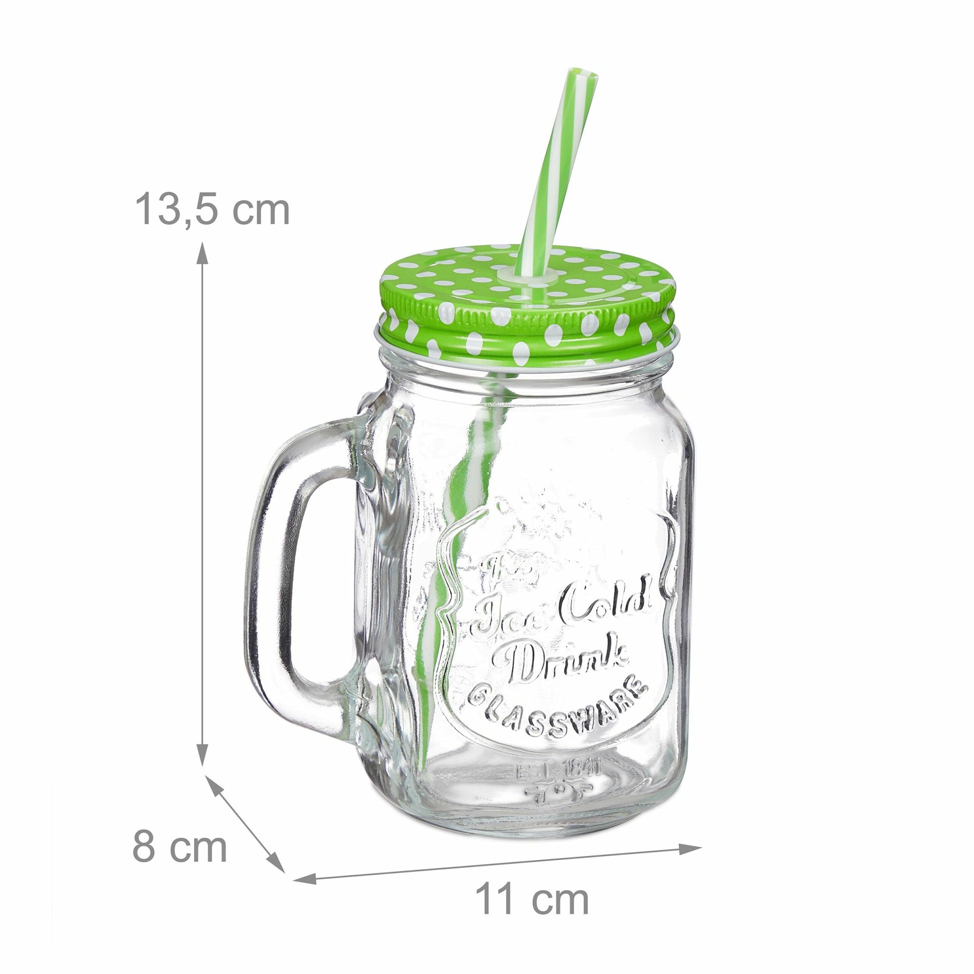 Relaxdays Trinkbecher – 4er Set, 500 ml, Glas, Mehrfarbig, mit Deckel, spülmaschinenfest
