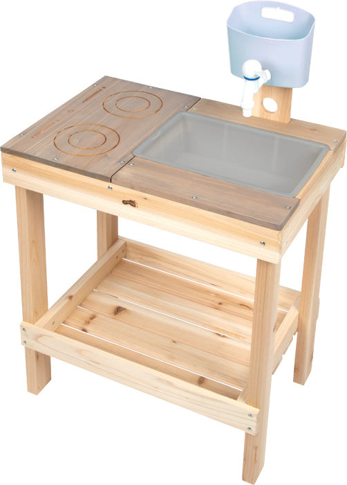 Small foot 12789 Spielküche – Matschküche und Spieltisch – 52 × 79 × 35 cm – ab 3 J. – Holz, Kunststoff