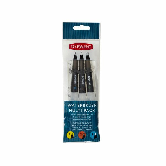 Derwent Wassertank-Pinsel-Set – Rundspitze, Schwarz/Weiss, 3er-Set, für Aquarell, nachfüllbar