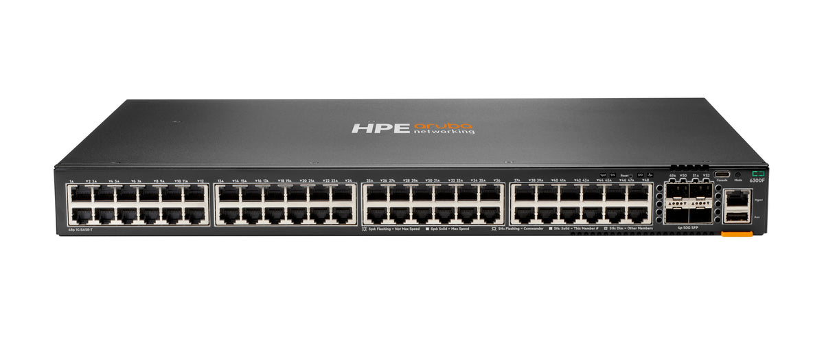 HPE Aruba CX 6300F 48G 4SFP56 JL667A – Managed Switch – 48×GbE, 4×SFP56, L3, 1U
