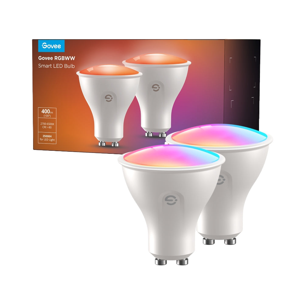 Govee Smart-Leuchtmittel GU10 H600D – 400 lm, 2700–6500 K/mehrfarbig, WLAN/App, dimmbar – 2er-Pack