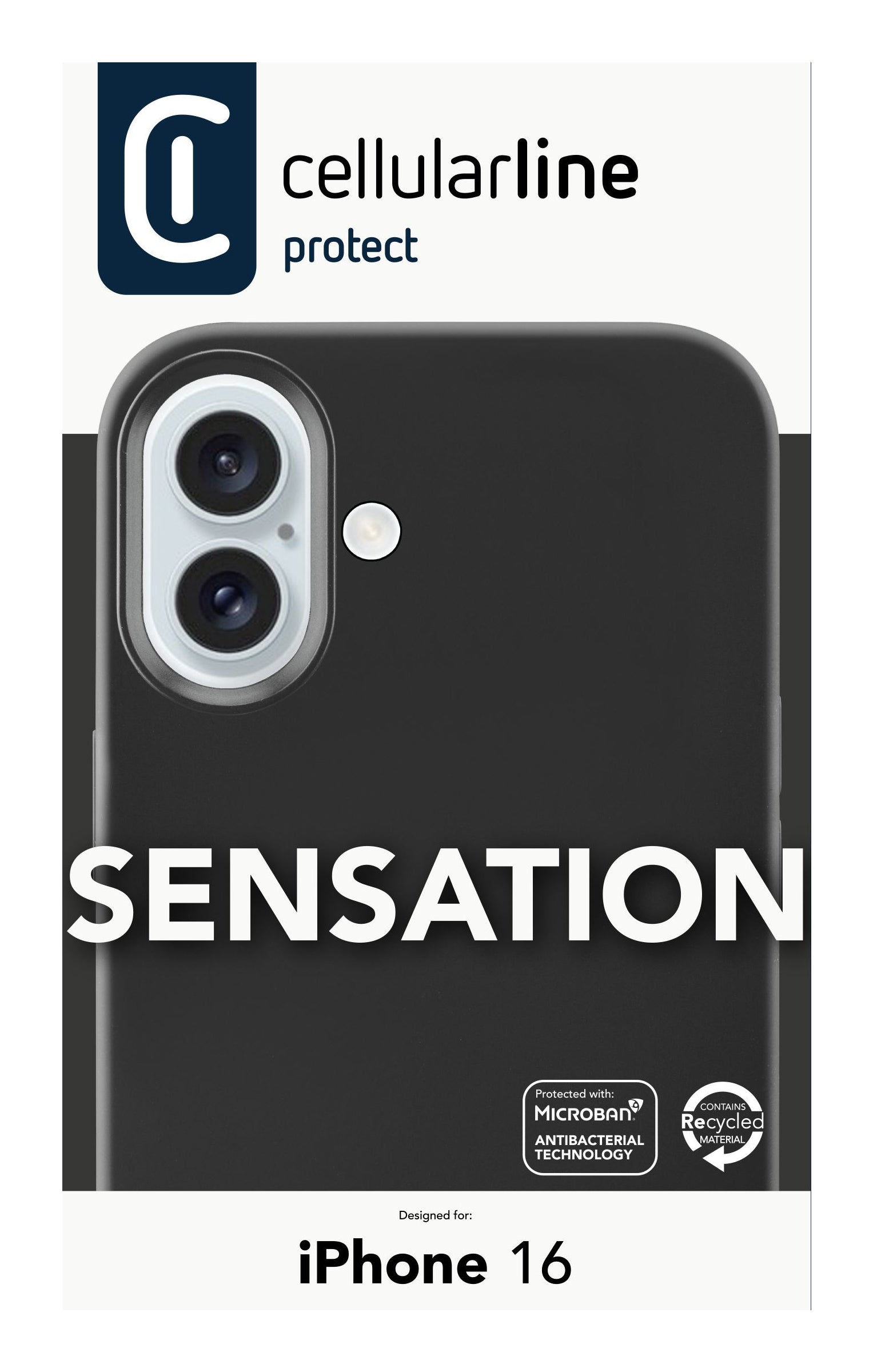 Cellularline Sensation Backcover – für Apple iPhone 16, MagSafe, Silikon, Schwarz