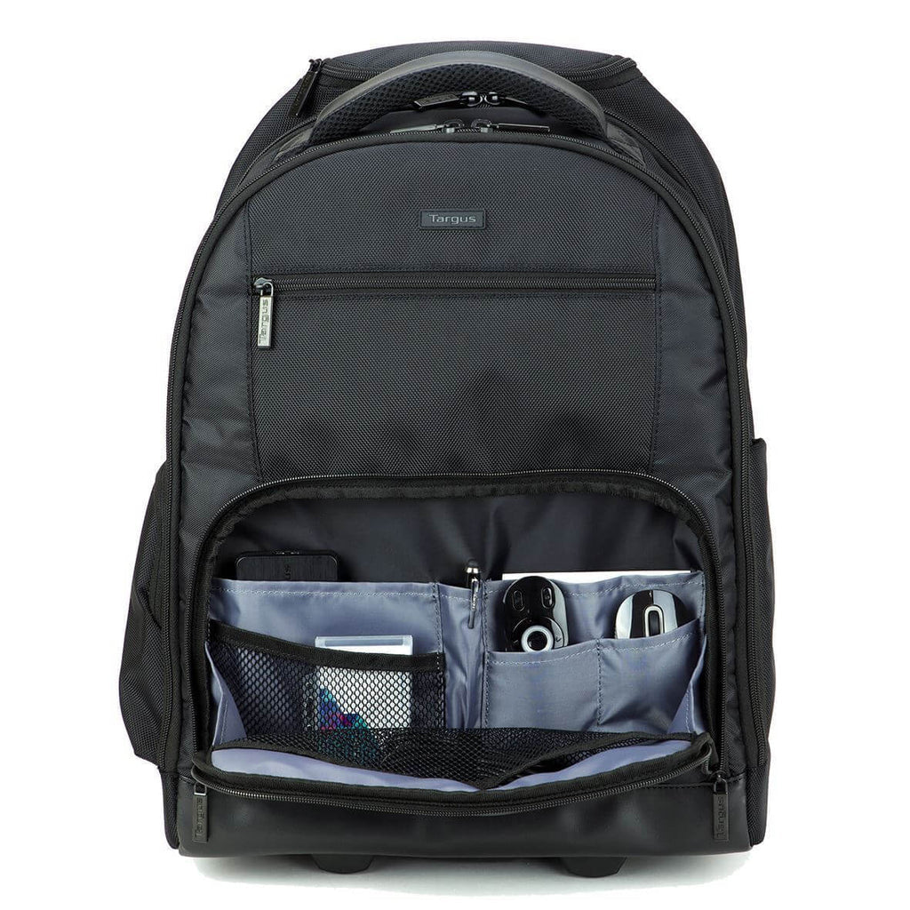 Targus Trolley-Rucksack – 30 l, mit Rollen, mit Tablet-Fach, Polyester – Schwarz, 220 × 515 × 360 mm