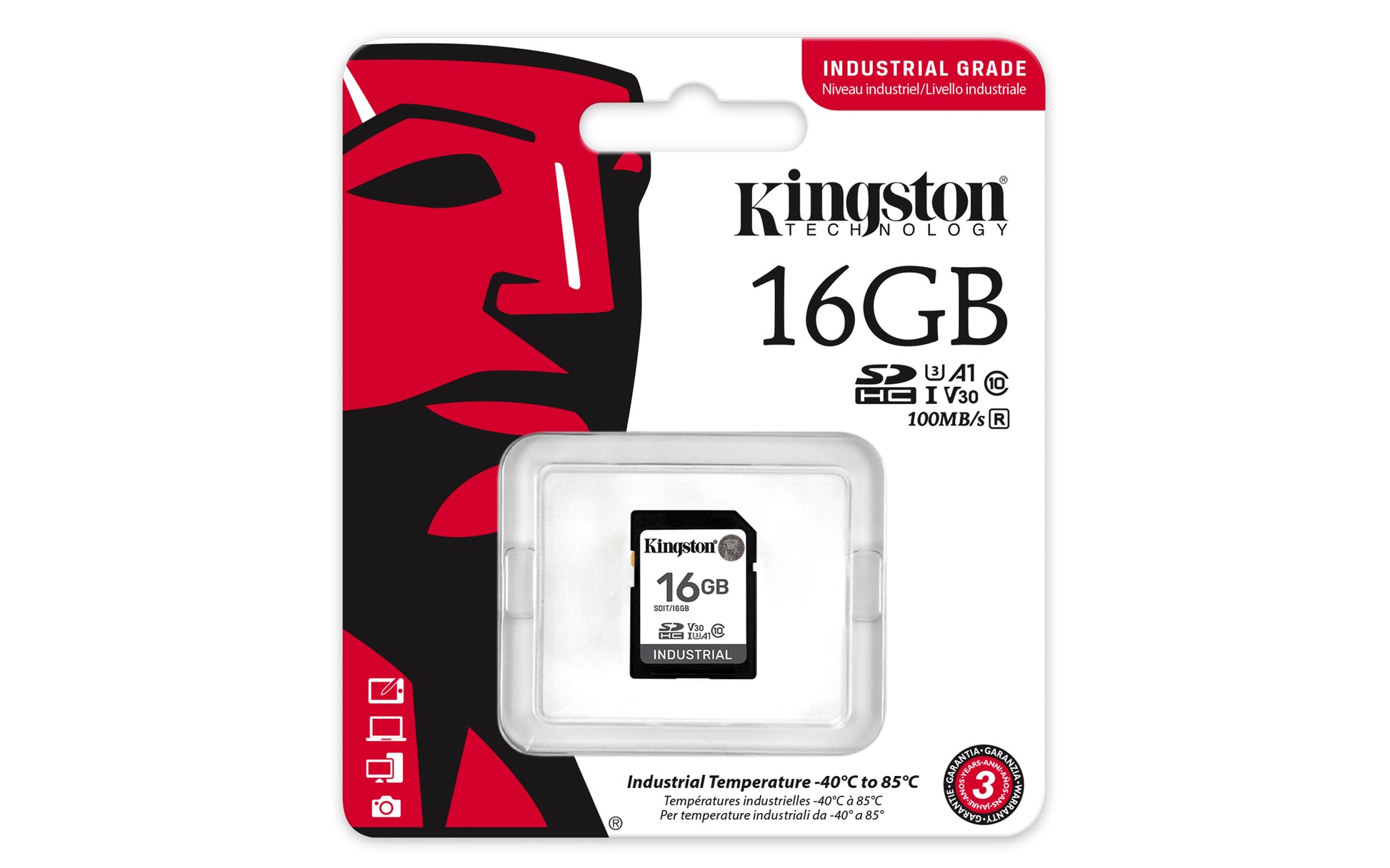 Kingston Technology Kingston Industrial SDHC Speichergerät – 16 GB, UHS-I, −40 °C bis 85 °C