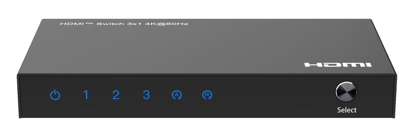 Microconnect HDMI-Switch 3×1 4K 60 Hz – MC-HDMISWITCH0301-4K, 18 Gbit/s, HDCP