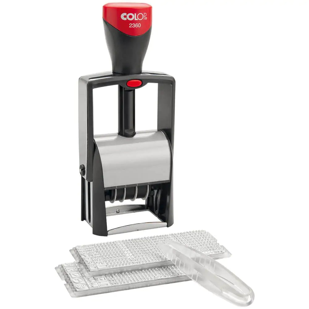 Colop Classic Line 2360 – Selbstfärbender Wort- & Datumstempel, Abdruck 30 × 45 mm, Schrifthöhe 4,0 mm – Blau/Rot