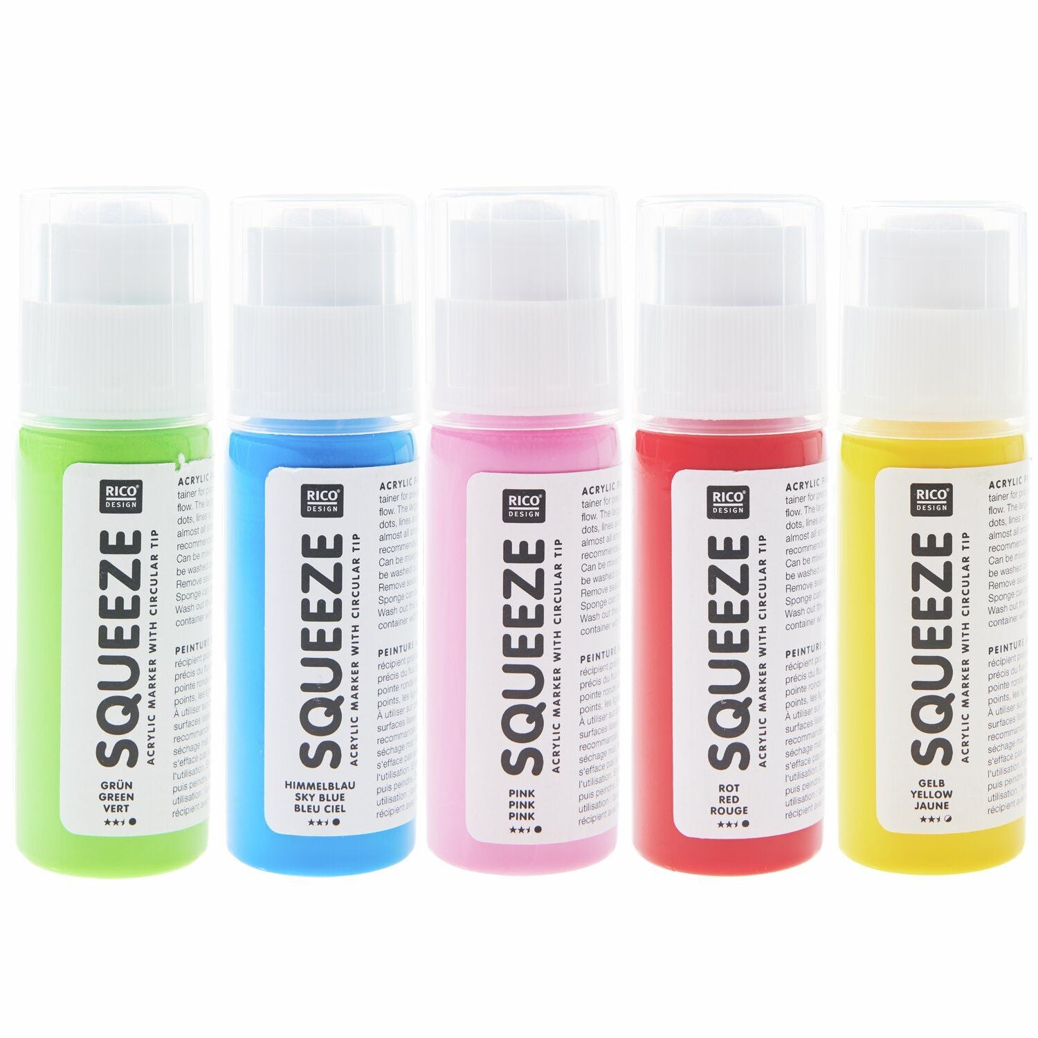Rico Design Acrylfarbe – Set – 5 Farben, 5 × 60 ml