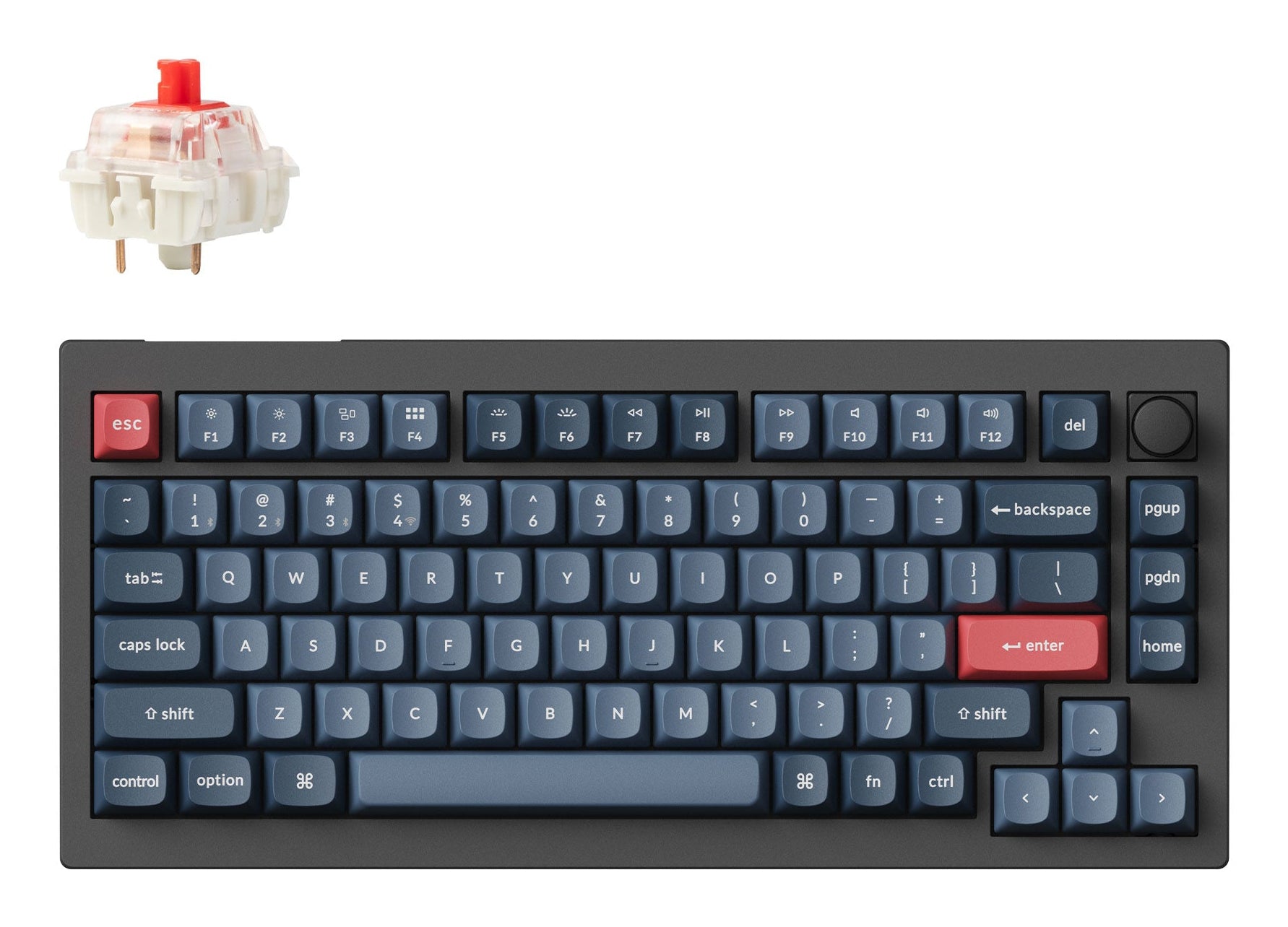 Keychron V1 Max – Tastatur 75% – Mechanisch – Bluetooth & 2,4 GHz – USB-C – QWERTZ (CH) – Ohne Ziffernblock