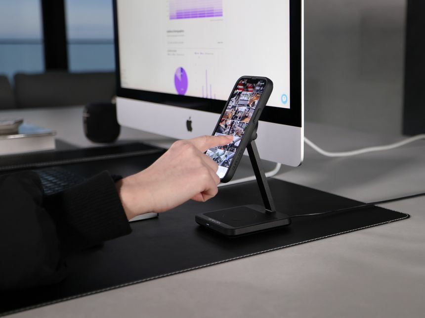 Quad Lock Dual Desktop Wireless Charger – 18 W, 1× USB-A, Qi – für Qi-kompatible Geräte