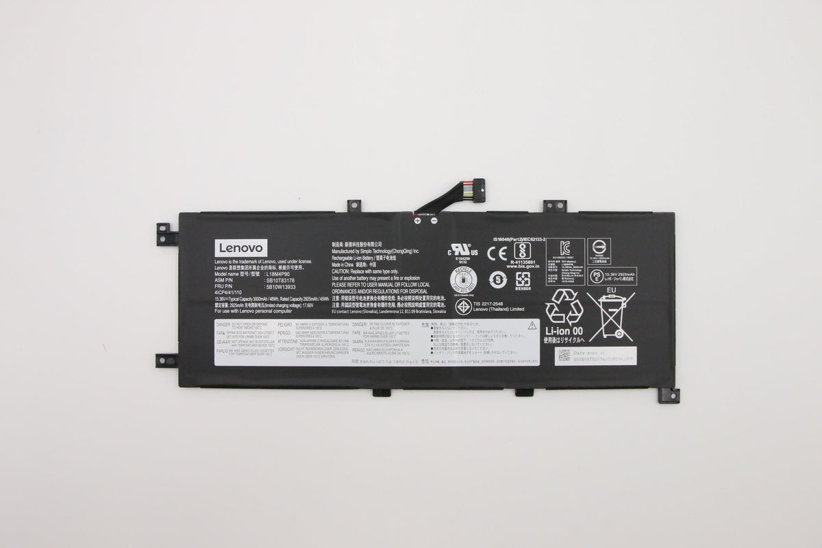 Lenovo Notebook-Akku – für Lenovo ThinkPad – 46 Wh, 15,36 V (4 Zellen) – Schwarz