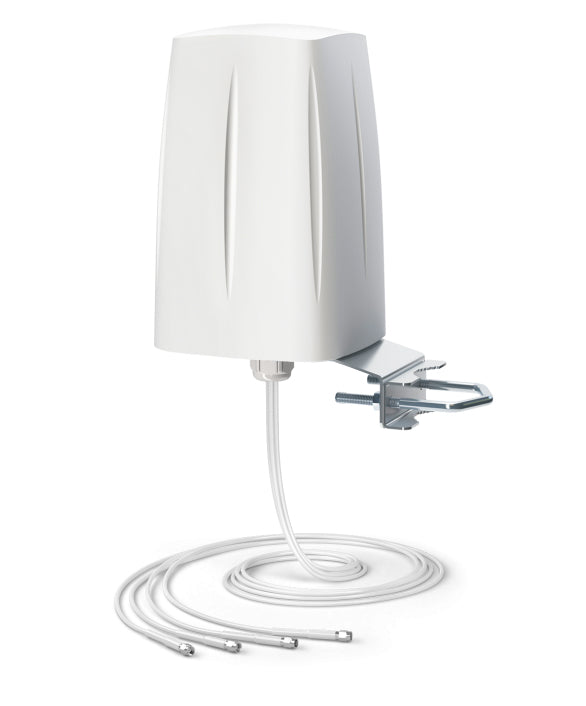QuWireless QuOmni 7V-4 – Omnidirektionale Antenne, 2,4–2,5 / 5–6 GHz, 7 dBi, RP-SMA, IP67, Aussenbereich, Weiss