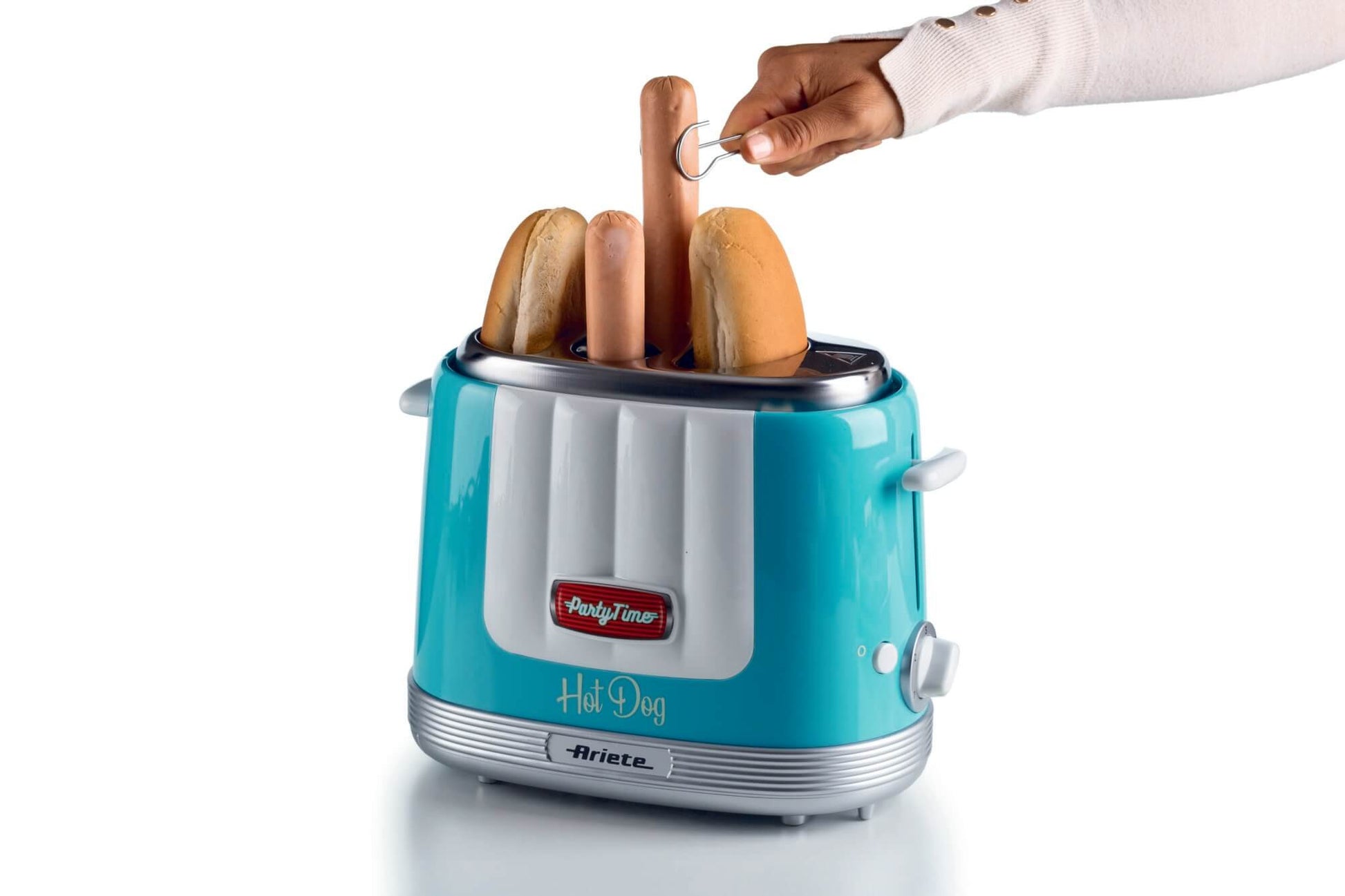 Ariete Hot-Dog-Gerät ARI-206-RD – 2 Hot Dogs, 5 Stufen, 650 W – Hellblau