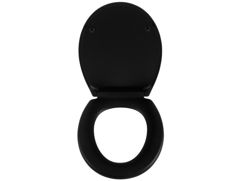 COCON Toilettensitz (verlängert) – Duroplast, schwarz, mit Absenkautomatik, 37,2 × 44,6 × 5,2 cm