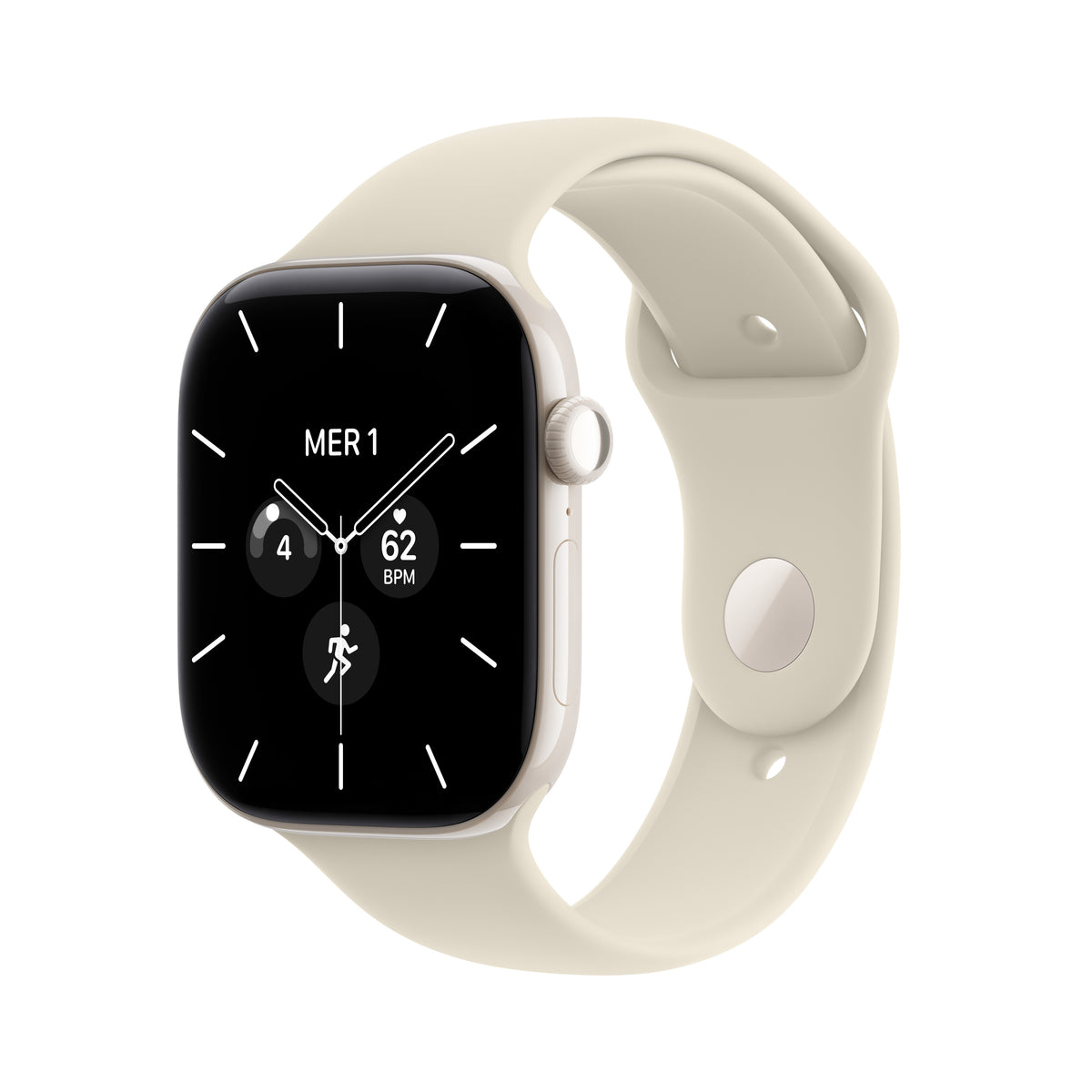 Apple Watch Series 12 46 mm GPS + Cellular – Keramik Weiss, Sportarmband Sand, S/M, 50 m, für iPhone