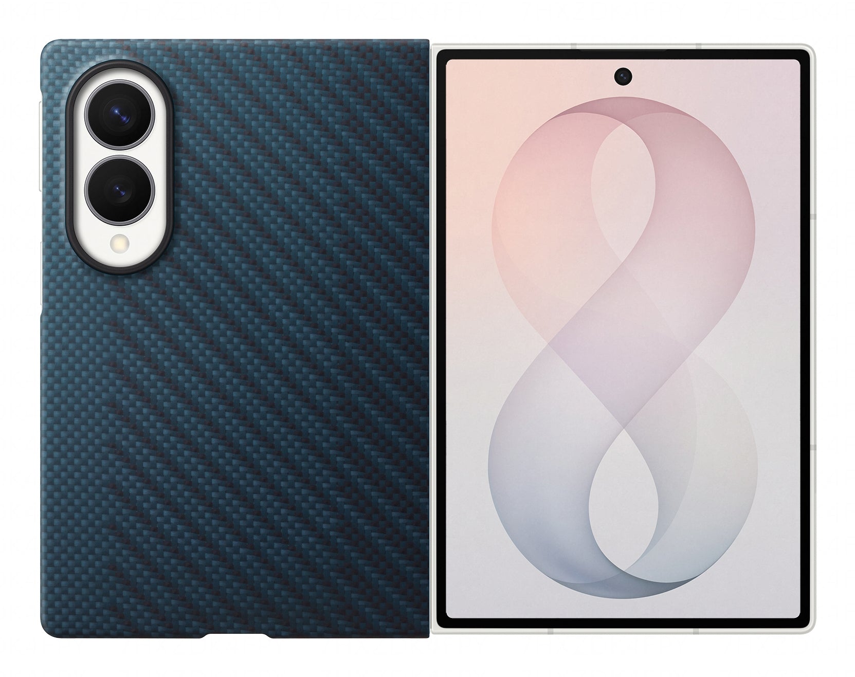 Samsung Fold Wide – Backcover – für Samsung Galaxy Z Fold8, PC+Carbon, Navy, Karbonfaser