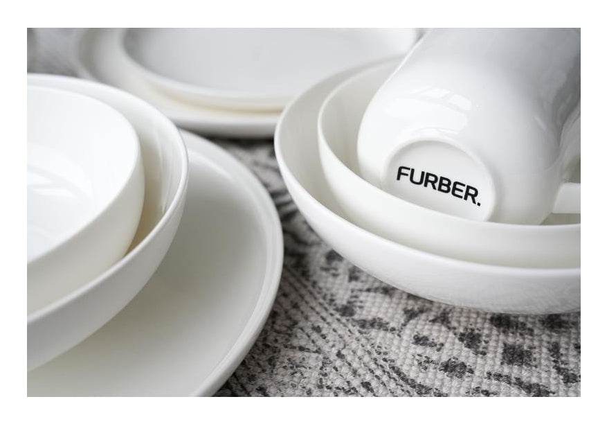 Furber. Furber Teller – 6er Set, Ø 21 cm, Knochenporzellan, Weiss, spülmaschinenfest