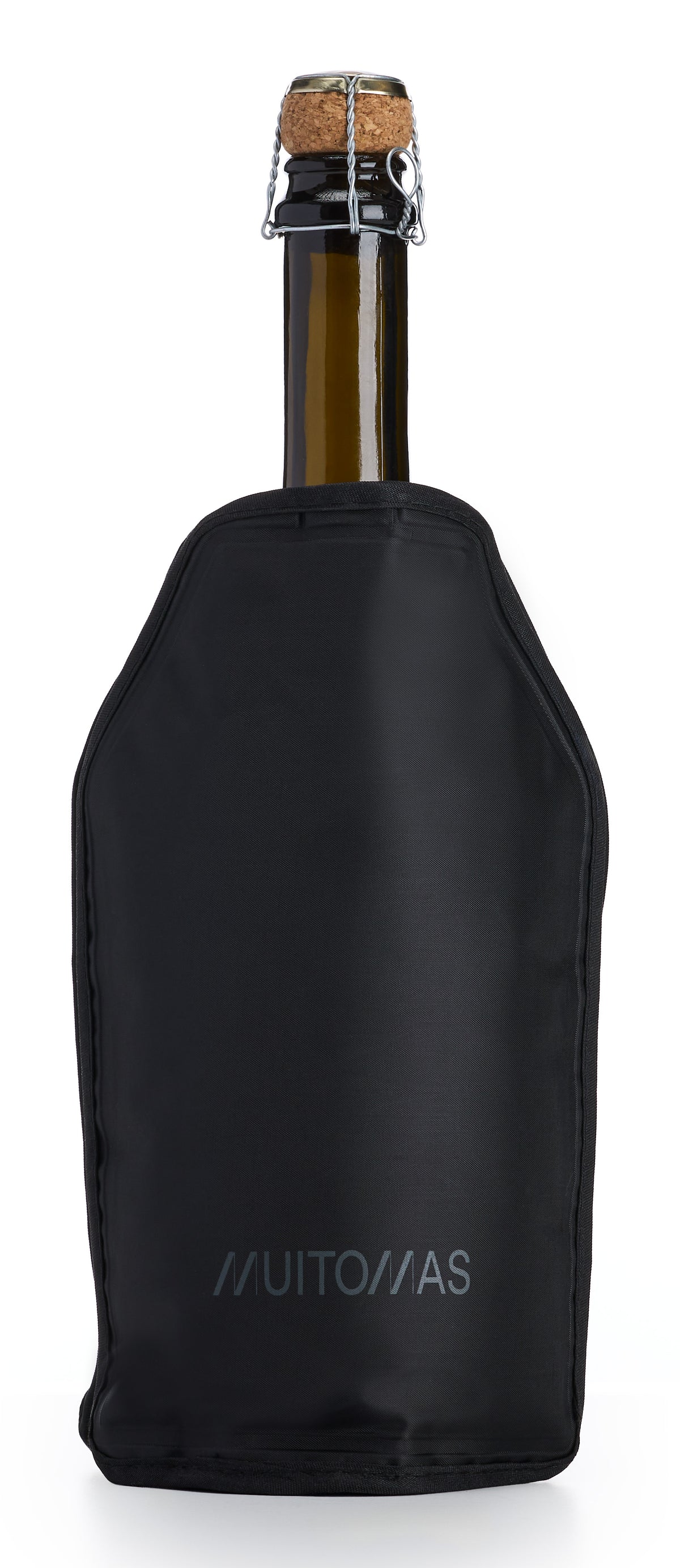 Muitomas Flaschenkühler-Tasche GLACETTEBK – 15 × 22 × 1,5 cm, Neopren, Schwarz, für 1 Flasche