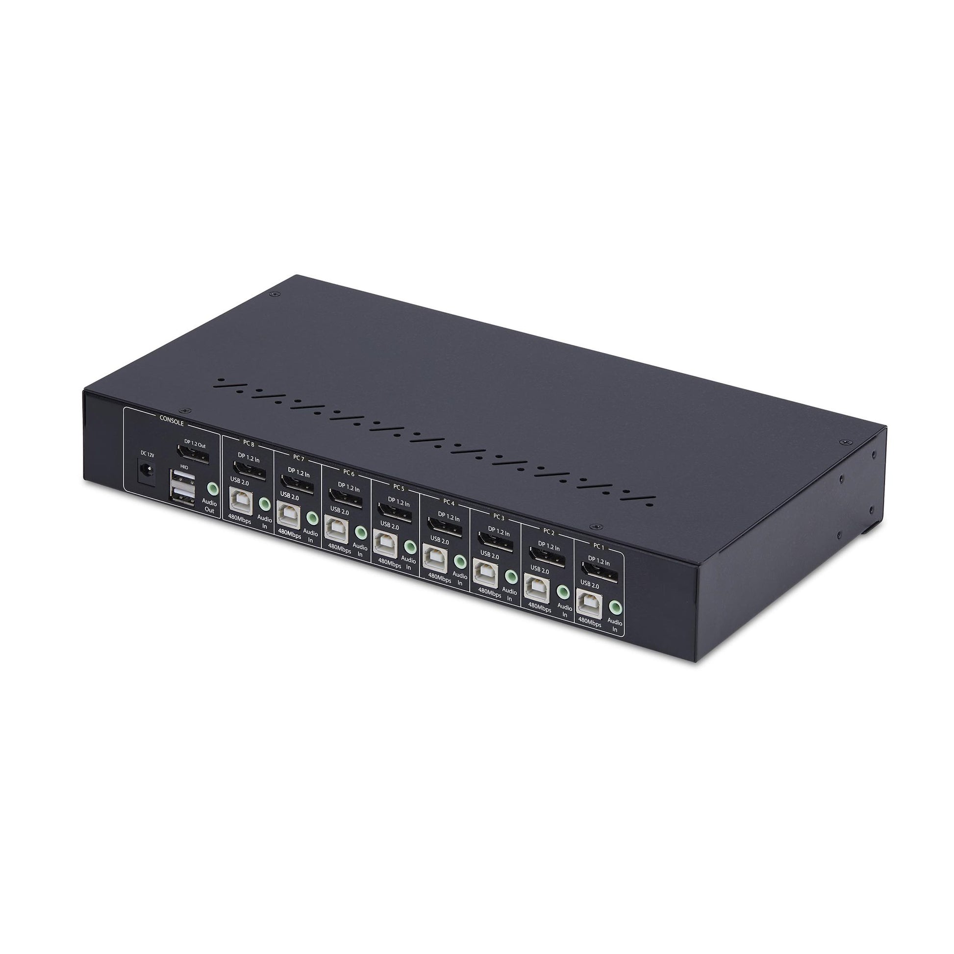 StarTech.com 8-Port DP KVM-Switch – 4K/60 Hz, USB 2.0-Hub, Audio, 1U Rack
