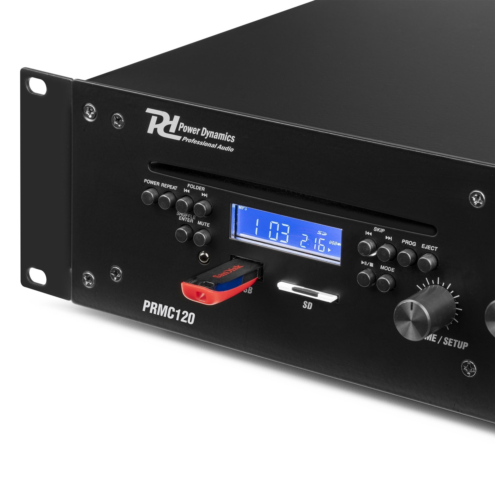 Power Dynamics PRC120 – Stereo-Vollverstärker, 120 W (8 Ω), RCA- & Mikrofoneingang, Schwarz