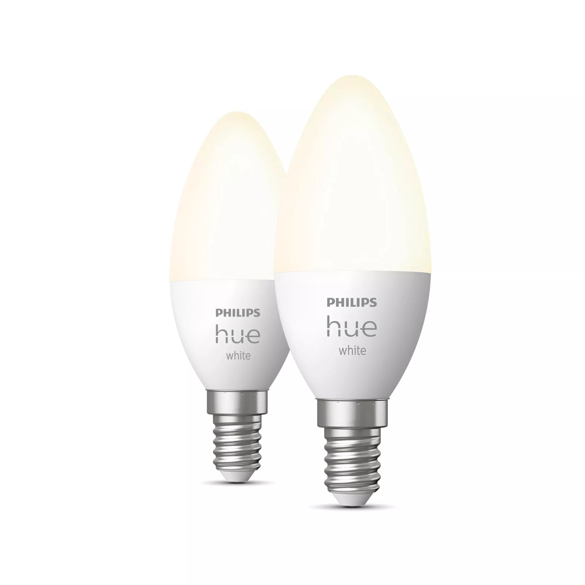 Philips by Signify Philips Hue Smart-Leuchtmittel E14 – Warmweiss 2700 K, 470 lm, 5,5 W, Bluetooth – für Philips Hue – 2 Stk.