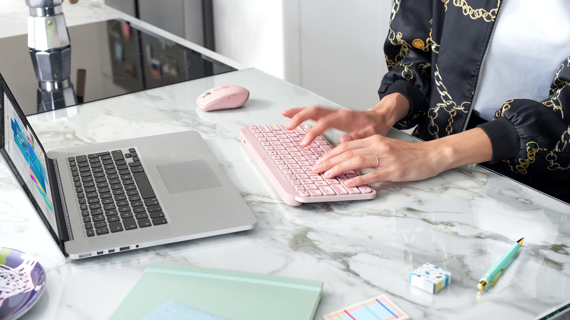 Logitech MX Keys Mini – Tastatur, kabellos (Bluetooth), beleuchtet, Pink