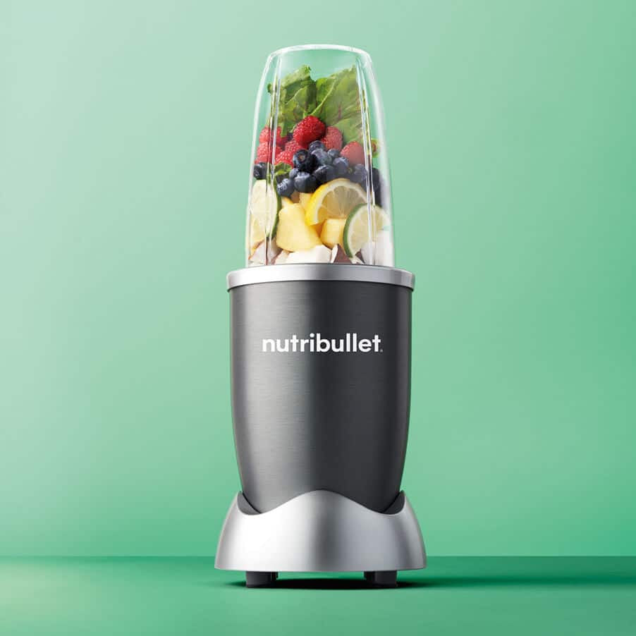 NutriBullet Smoothie-Mixer Original NB603DG – 0,7 l, 600 W, spülmaschinenfest – dunkelgrau/rot