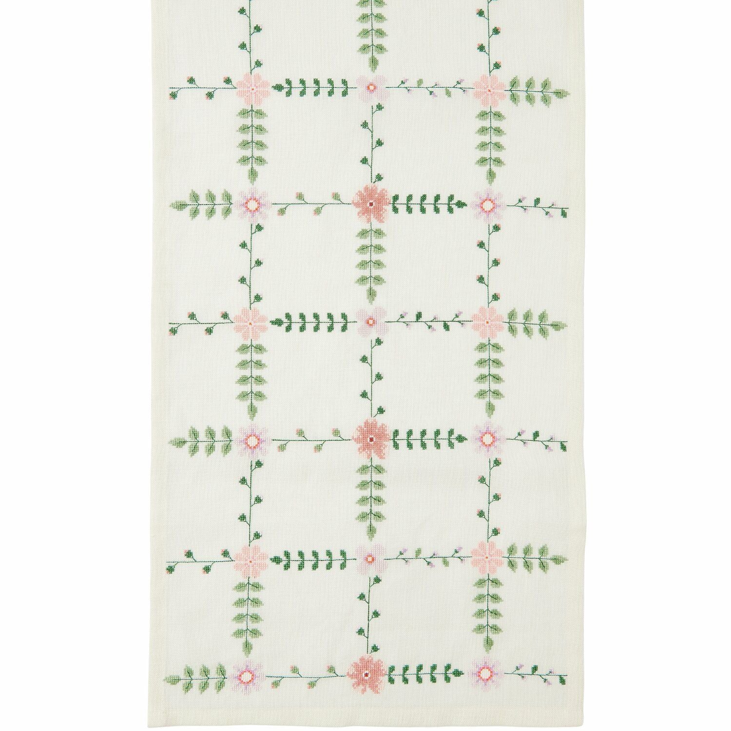 Rico Design Stick-Set Tischläufer Wiesenblümchen – 42 × 164 cm – 100% Leinen