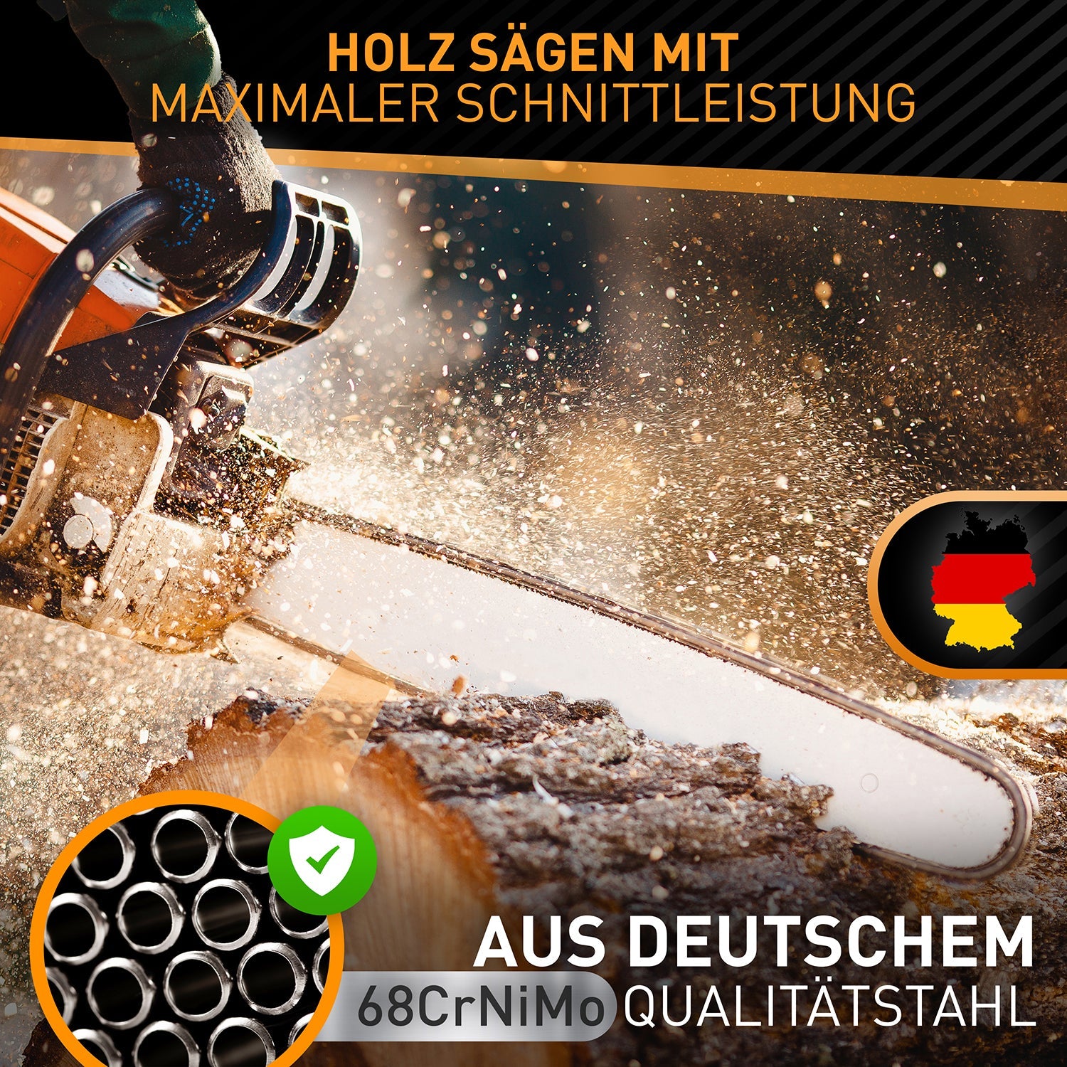 Hardtwerk Sägekette 1,1 mm 3/8" 350 mm Stahl – 3 Stk – Halbmeissel