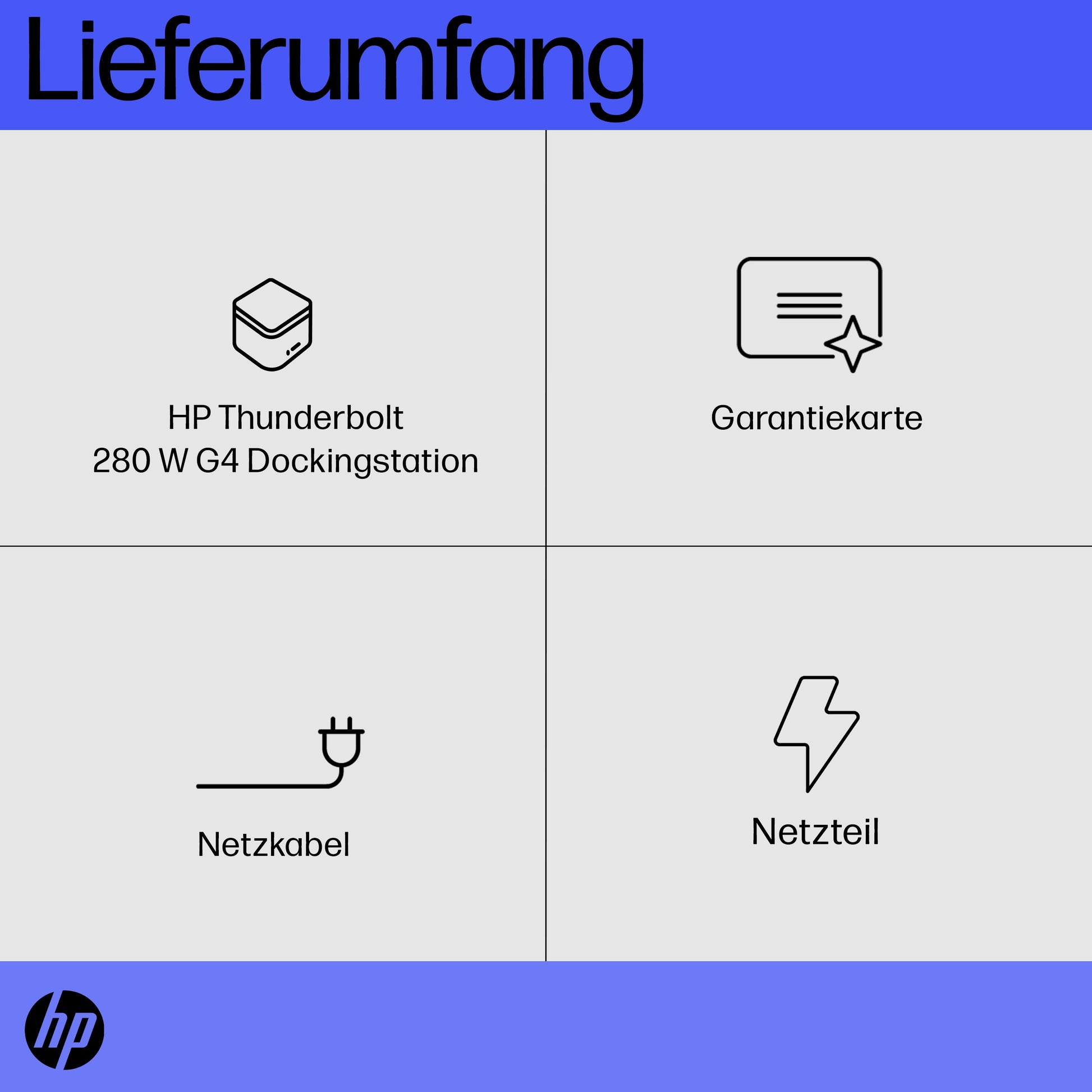 HP G4 Dockingstation – Thunderbolt 4, 2× DP, 1× HDMI, 4× USB-A, 1× USB-C, 280 W PD