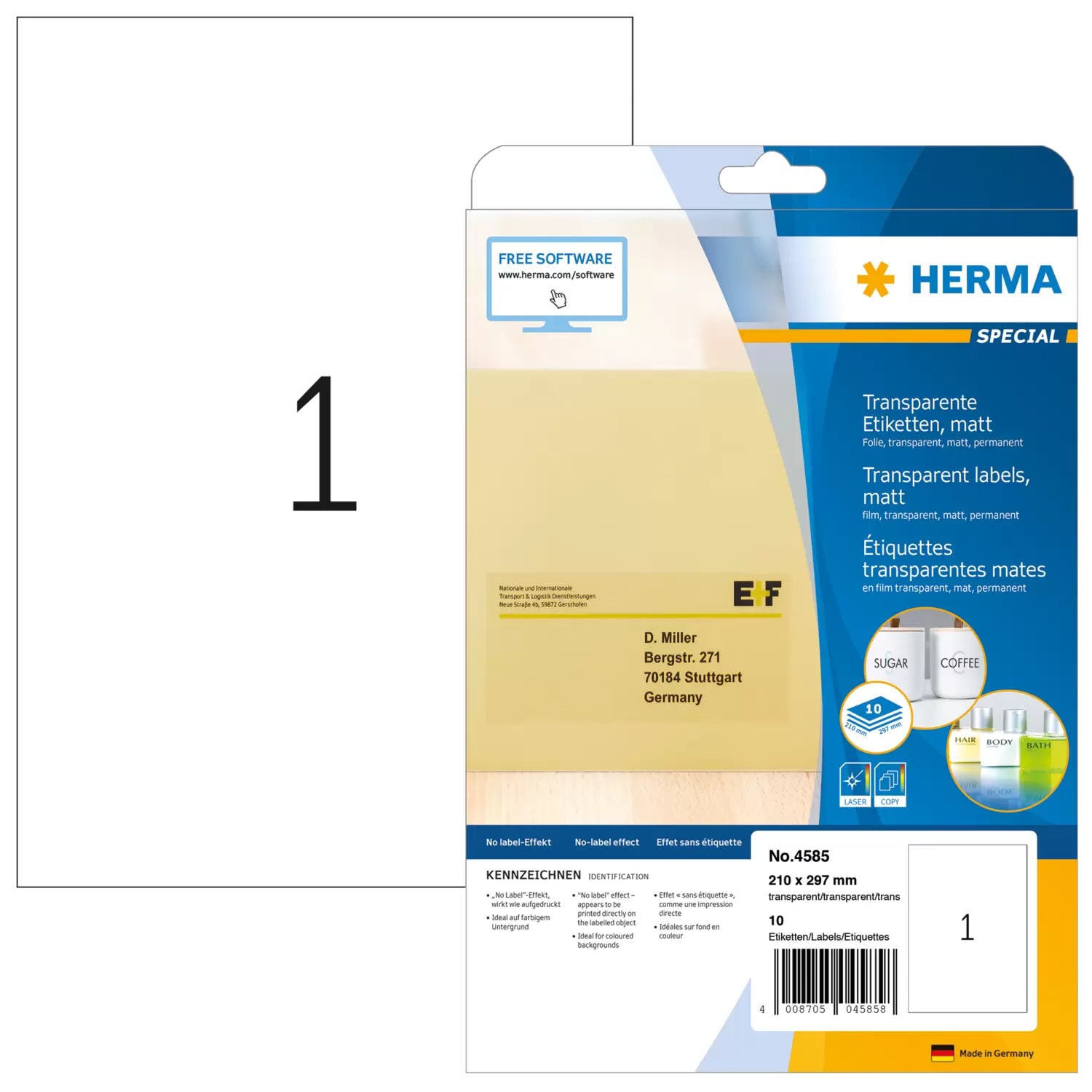 HERMA Schuletiketten – 210×297 mm, rechteckig, Folie, permanent haftend