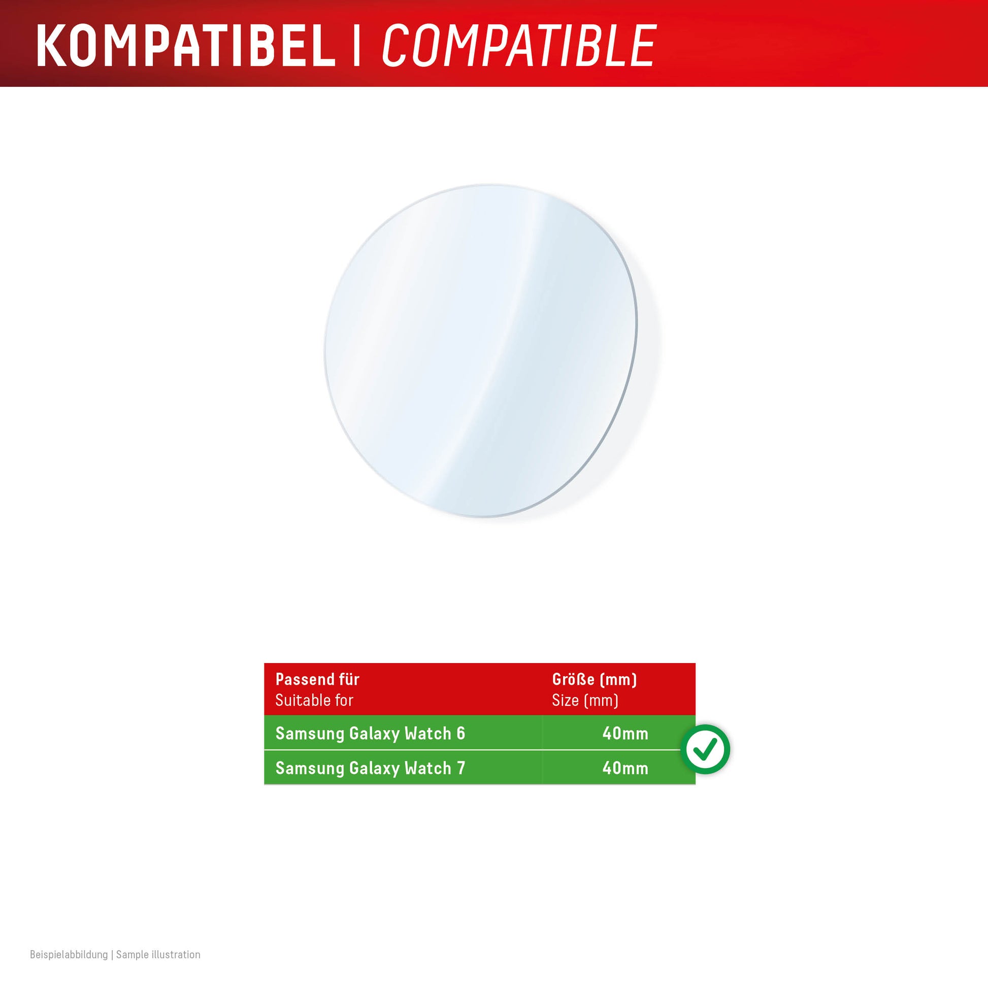 Displex Displayschutz für Samsung Galaxy Watch 7/6 40 mm – Gehärtetes Glas, Transparent
