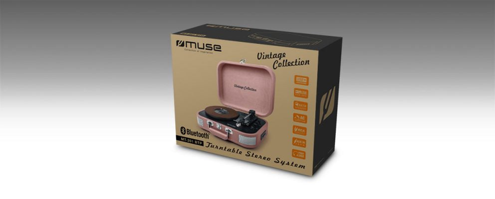 Muse MT-201 BTP – Plattenspieler (Riemenantrieb), Bluetooth, Phono-Vorverstärker, 33⅓/45/78 U/min – Schwarz/Rosa