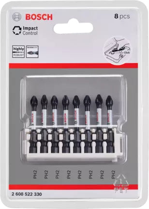 Bosch Professionelles Bohr- & Bit-Set PH 2 × 50 mm Stahl 1/4" Sechskant – 8-teilig