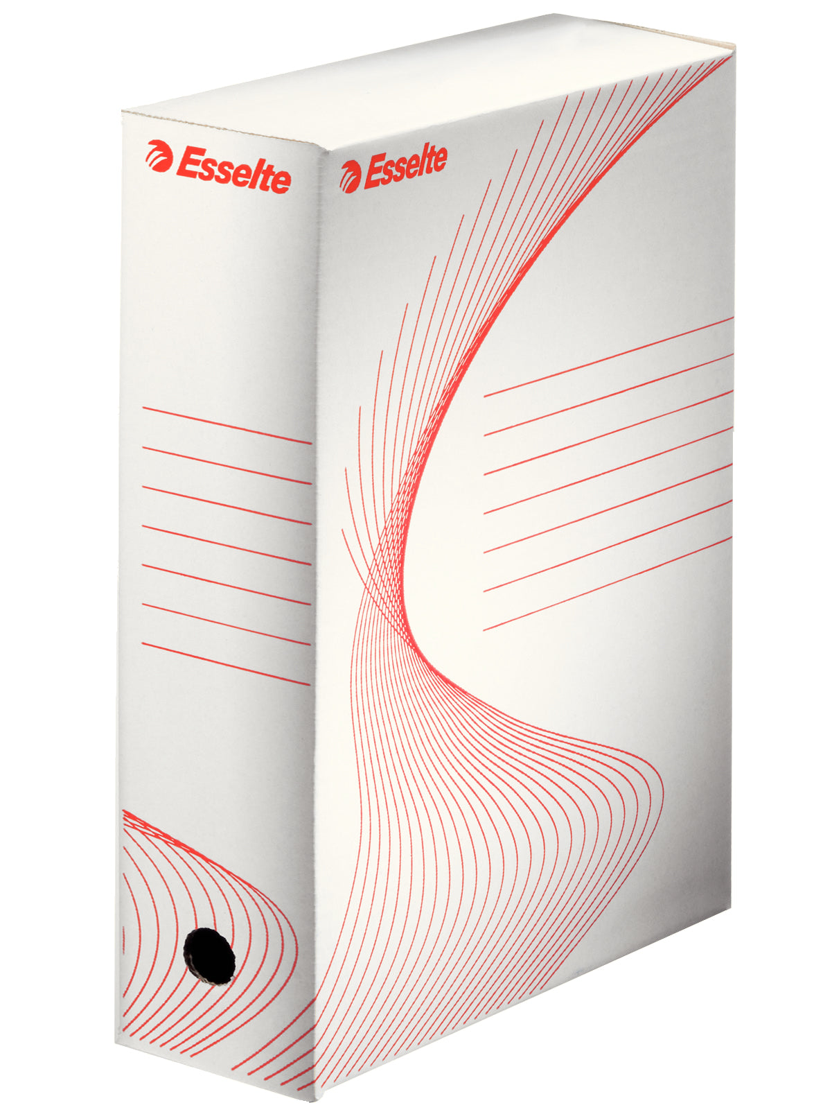 Esselte Archivschachtel – für A4, B 100 × H 352 × T 250 mm, mit Griffloch, weiss, Karton, 1 Stück