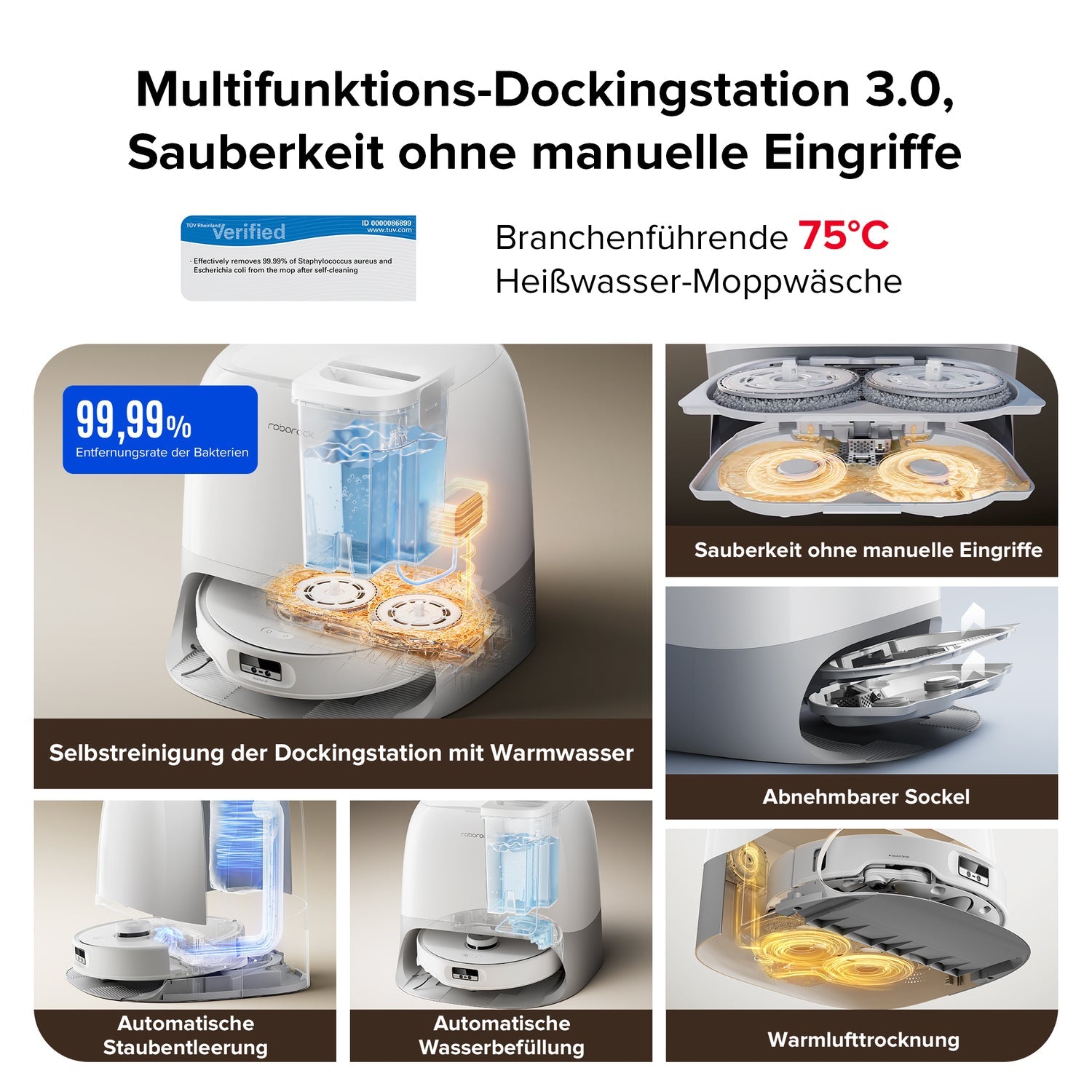 Roborock Saugroboter Qrevo Curv 5A1 – Max. Laufzeit 190 min, 2,7 l, Akkubetrieb, 34,7 × 35,2 × 10,3 cm