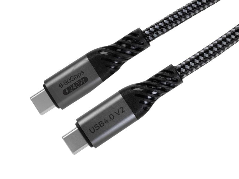 ONIT USB-C auf USB-C Kabel – USB4 80 Gbit/s – 1 m – PD 240 W – Textilmantel – Schwarz
