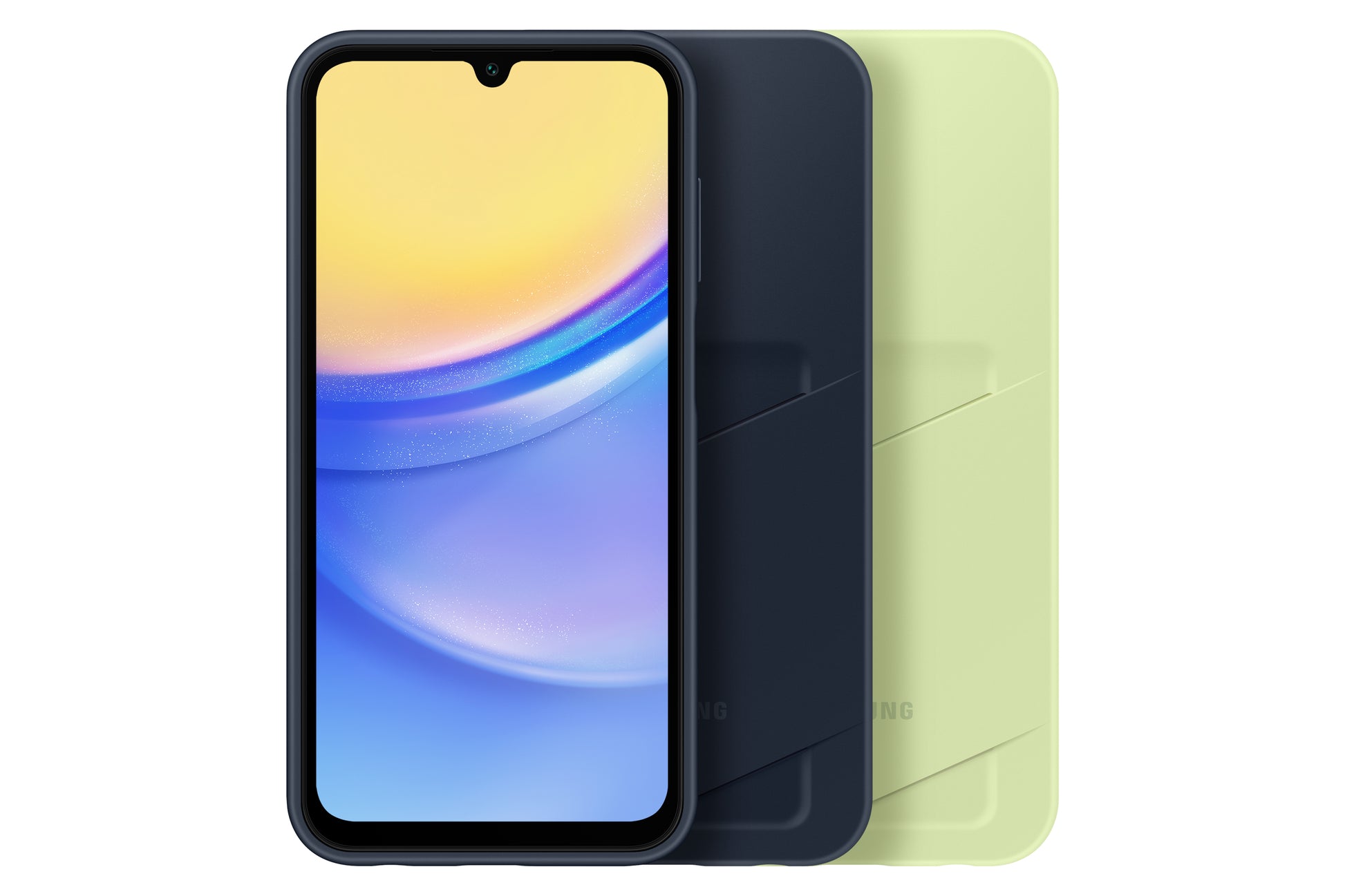 Samsung Backcover – für Samsung Galaxy A15 5G, Schwarz/Blau, mit Kartenfach, kratzresistent