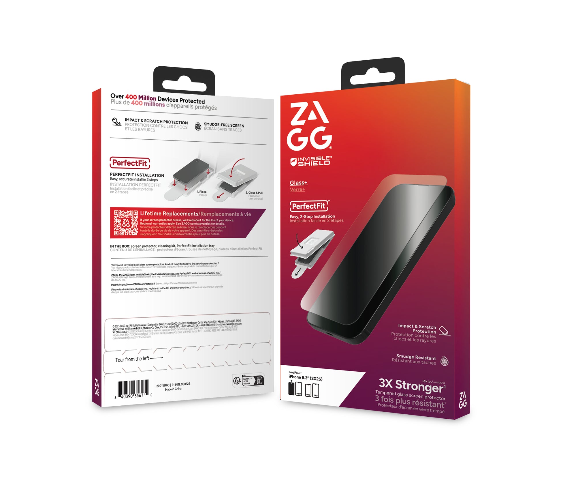 ZAGG Displayschutz (Panzerglas), Anti-Fingerprint – für iPhone 17 – mit Applikator