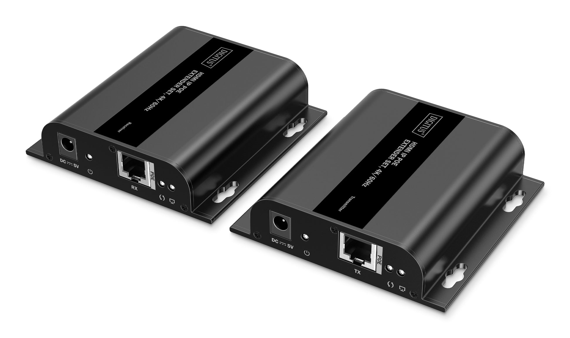 Digitus AV-Sender & -Empfänger – 4K UHD, IP (PoE), HDMI, Cat6 – für HDMI-Geräte – Schwarz, Metall