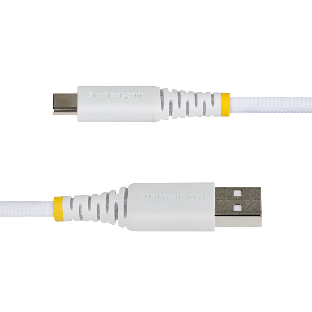 StarTech.com USB-A auf USB-C Kabel – USB 2.0 (480 Mbit/s) – 0,3 m – PD 15 W – Geflochten – Weiss