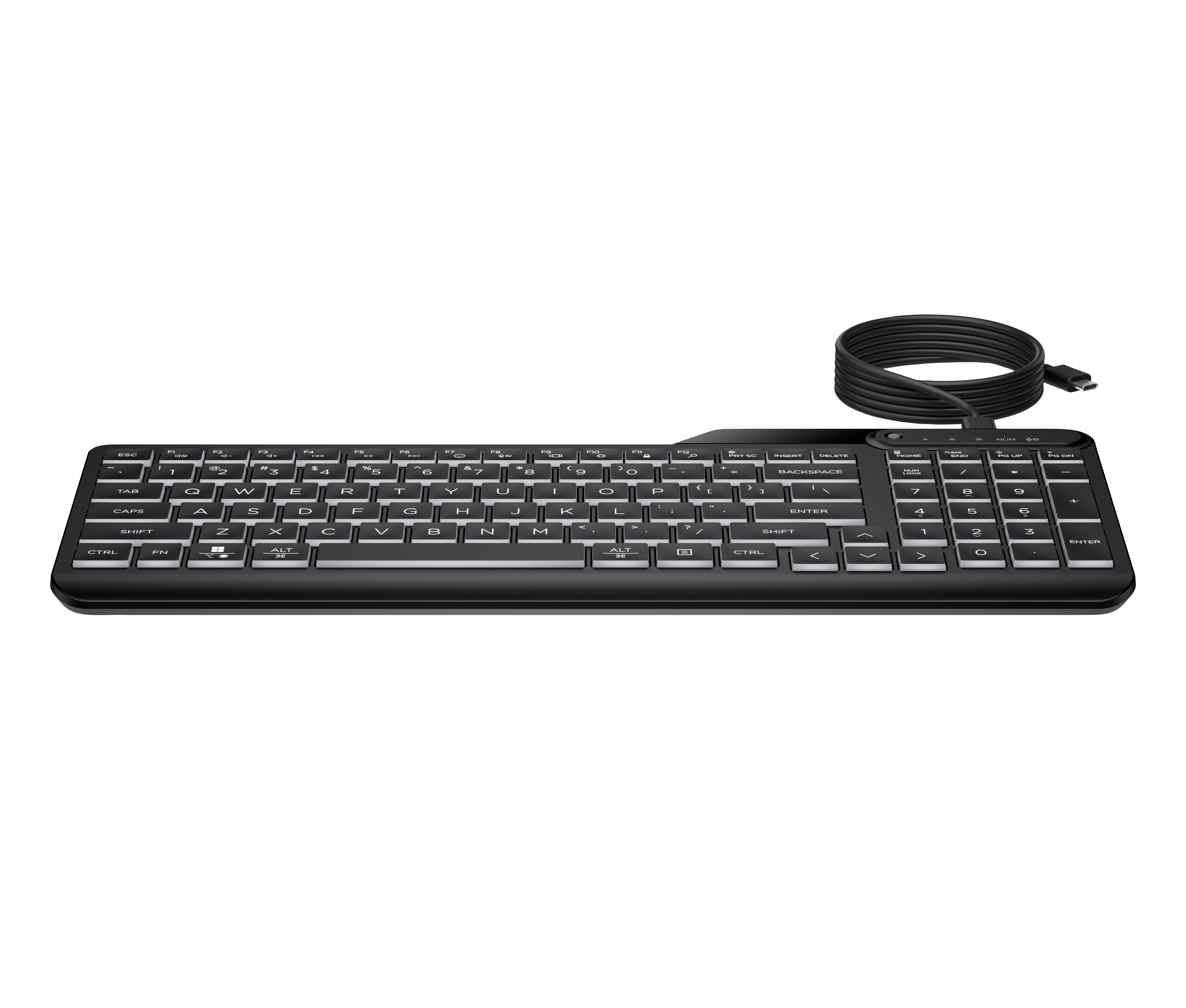 HP 400 – Tastatur, kabelgebunden (USB-A/USB-C), Fullsize (mit Ziffernblock), beleuchtet, schwarz